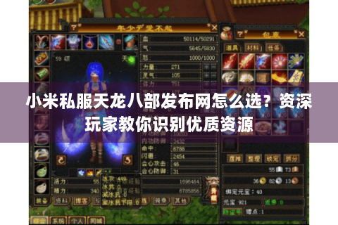 小米私服天龙八部发布网怎么选？资深玩家教你识别优质资源