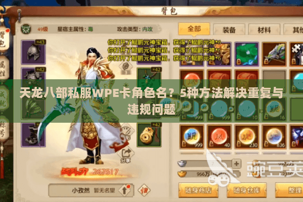 天龙八部私服WPE卡角色名？5种方法解决重复与违规问题