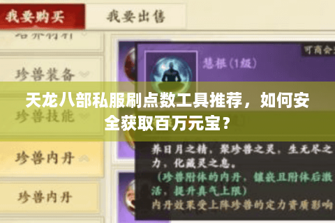 天龙八部私服刷点数工具推荐，如何安全获取百万元宝？