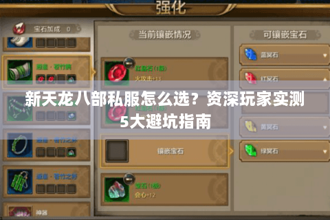 新天龙八部私服怎么选？资深玩家实测5大避坑指南