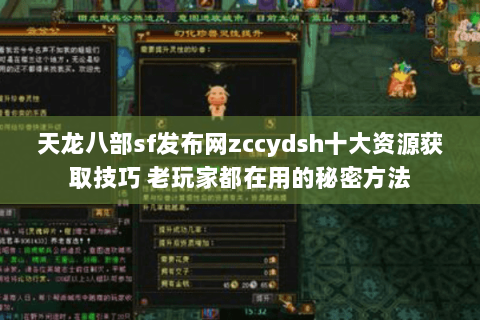 天龙八部sf发布网zccydsh十大资源获取技巧 老玩家都在用的秘密方法