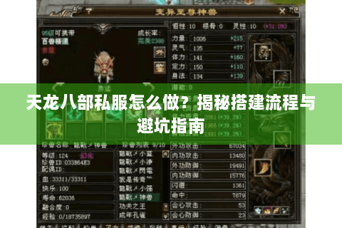 天龙八部私服怎么做？揭秘搭建流程与避坑指南