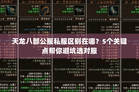 天龙八部公服私服区别在哪？5个关键点帮你避坑选对服