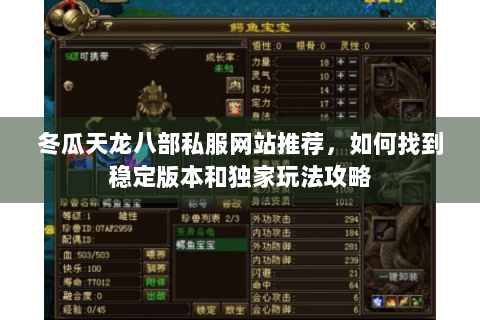 冬瓜天龙八部私服网站推荐，如何找到稳定版本和独家玩法攻略