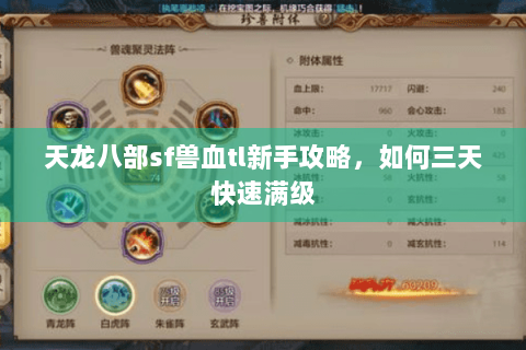 天龙八部sf兽血tl新手攻略，如何三天快速满级