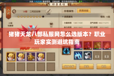 猪猪天龙八部私服网怎么选版本？职业玩家实测避坑指南