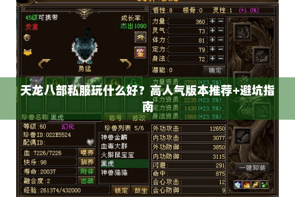 天龙八部私服玩什么好？高人气版本推荐+避坑指南