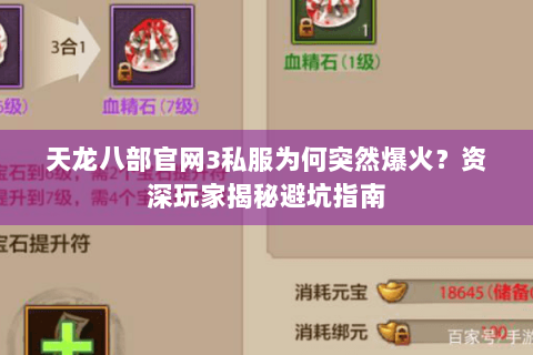 天龙八部官网3私服为何突然爆火？资深玩家揭秘避坑指南