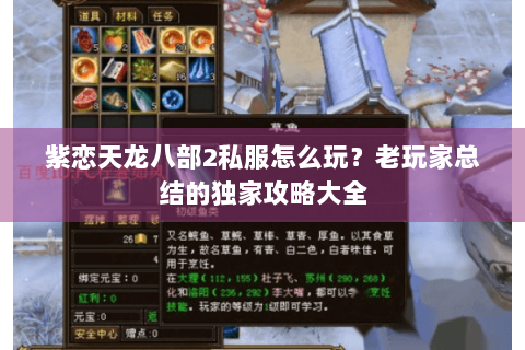 紫恋天龙八部2私服怎么玩？老玩家总结的独家攻略大全