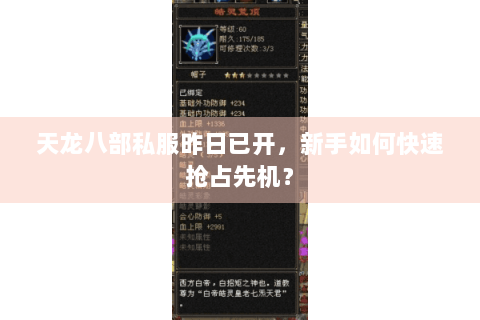 天龙八部私服昨日已开，新手如何快速抢占先机？