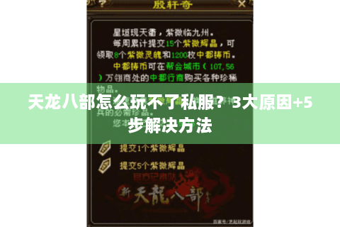 天龙八部怎么玩不了私服？3大原因+5步解决方法