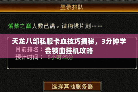 天龙八部私服卡血技巧揭秘,3分钟学会锁血挂机攻略 天龙八部私服卡血技巧揭秘,3分钟学会锁血挂机攻略