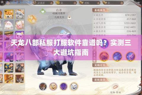 天龙八部私服打服软件靠谱吗？实测三大避坑指南