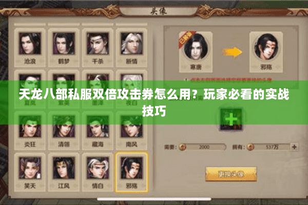 天龙八部私服双倍攻击券怎么用？玩家必看的实战技巧