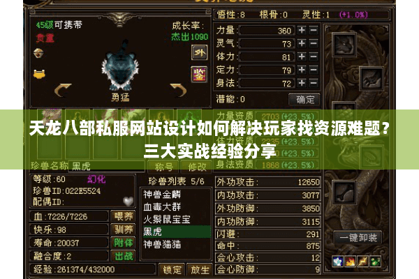 天龙八部私服网站设计如何解决玩家找资源难题？三大实战经验分享