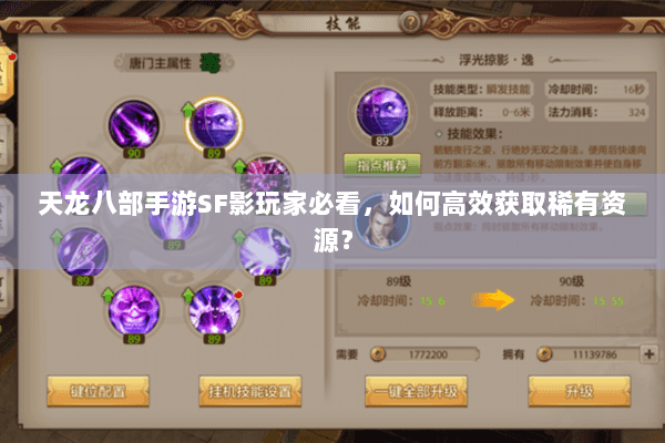 天龙八部手游SF影玩家必看,如何高效获取稀有资源? 天龙八部手游SF影玩家必看,如何高效获取稀有资源?