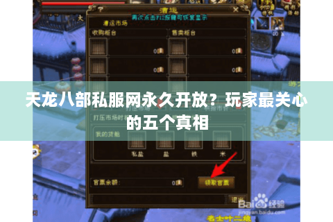 天龙八部私服网永久开放？玩家最关心的五个真相