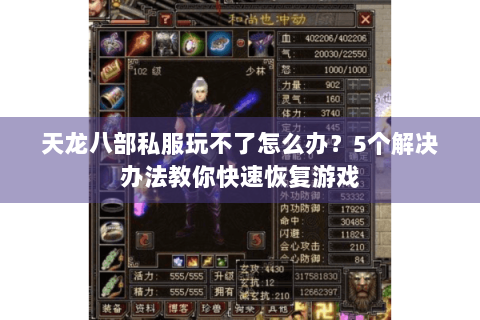 天龙八部私服玩不了怎么办？5个解决办法教你快速恢复游戏