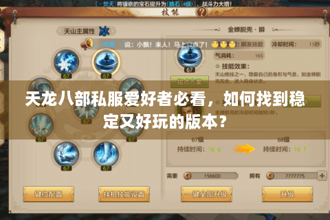 天龙八部私服爱好者必看，如何找到稳定又好玩的版本？