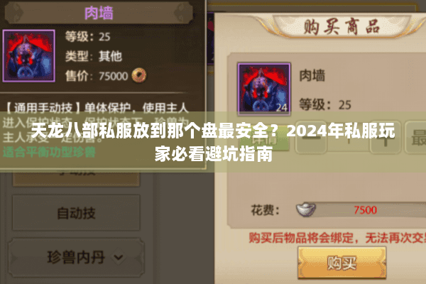 天龙八部私服放到那个盘最安全？2024年私服玩家必看避坑指南