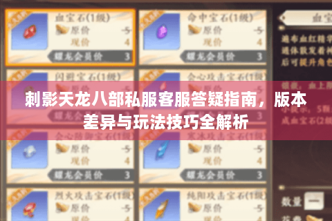 刺影天龙八部私服客服答疑指南，版本差异与玩法技巧全解析