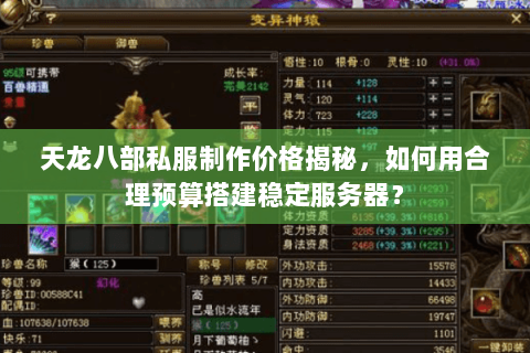 天龙八部私服制作价格揭秘，如何用合理预算搭建稳定服务器？
