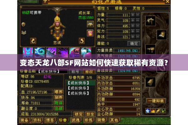 变态天龙八部SF网站如何快速获取稀有资源？
