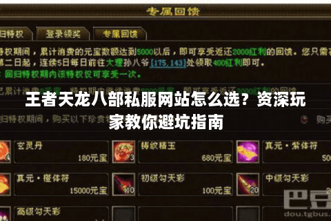 王者天龙八部私服网站怎么选？资深玩家教你避坑指南