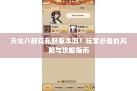 天龙八部有私服版本吗？玩家必看的风险与攻略指南