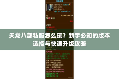 天龙八部私服怎么玩？新手必知的版本选择与快速升级攻略