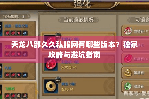 天龙八部久久私服网有哪些版本？独家攻略与避坑指南