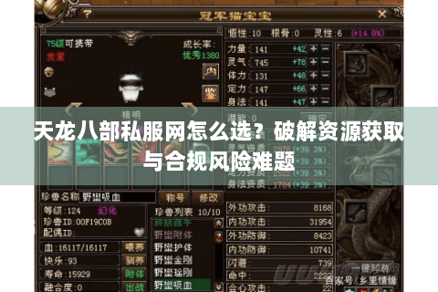天龙八部私服网怎么选？破解资源获取与合规风险难题