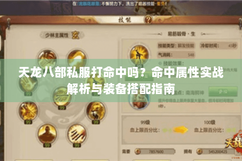 天龙八部私服打命中吗？命中属性实战解析与装备搭配指南