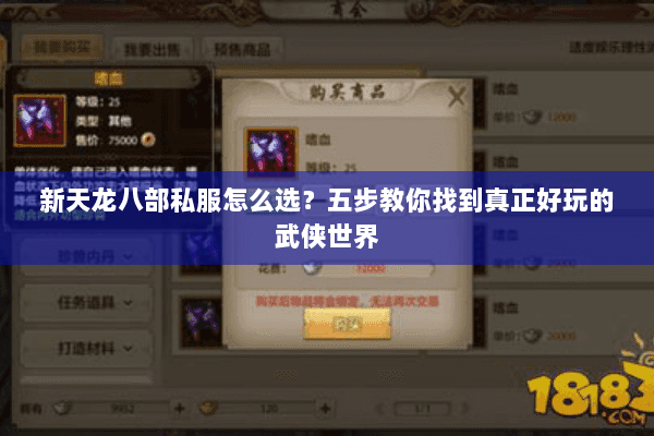 新天龙八部私服怎么选？五步教你找到真正好玩的武侠世界