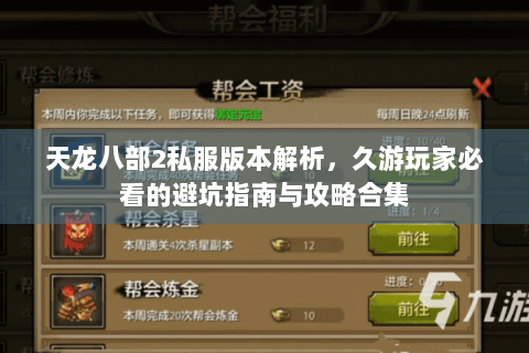 天龙八部2私服版本解析，久游玩家必看的避坑指南与攻略合集