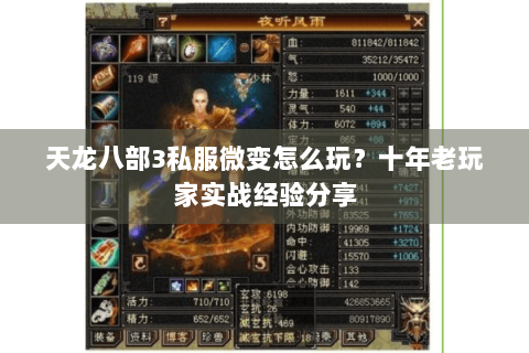 天龙八部3私服微变怎么玩？十年老玩家实战经验分享