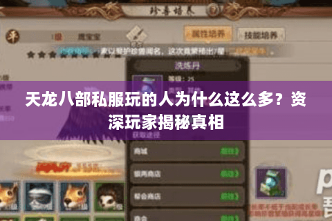 天龙八部私服玩的人为什么这么多？资深玩家揭秘真相