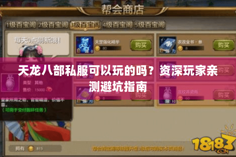 天龙八部私服可以玩的吗？资深玩家亲测避坑指南