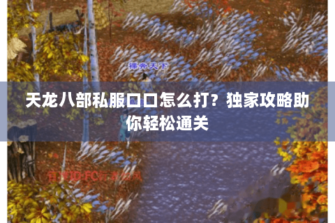 天龙八部私服口口怎么打？独家攻略助你轻松通关