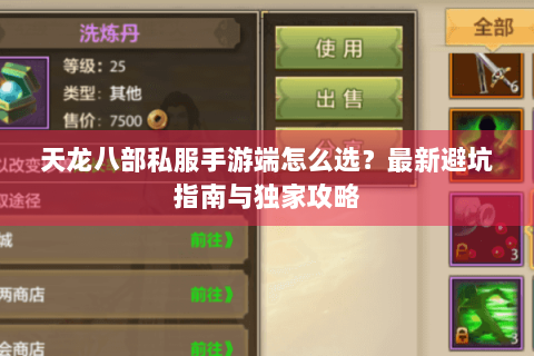 天龙八部私服手游端怎么选？最新避坑指南与独家攻略