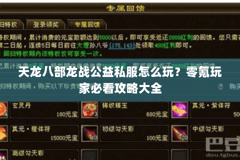 天龙八部龙战公益私服怎么玩？零氪玩家必看攻略大全