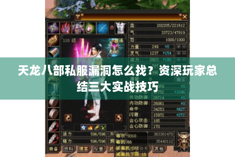 天龙八部私服漏洞怎么找？资深玩家总结三大实战技巧