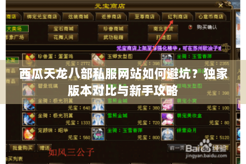 西瓜天龙八部私服网站如何避坑？独家版本对比与新手攻略