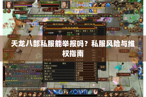 天龙八部私服能举报吗？私服风险与维权指南