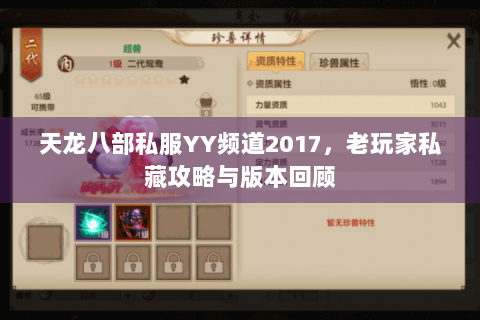 天龙八部私服YY频道2017，老玩家私藏攻略与版本回顾