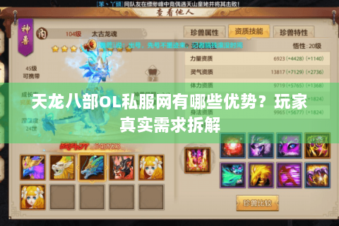 天龙八部OL私服网有哪些优势？玩家真实需求拆解