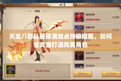 天龙八部私服裸满加点终极指南，如何省资源打造完美角色