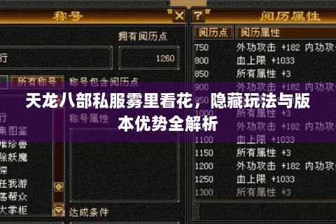 天龙八部私服雾里看花，隐藏玩法与版本优势全解析