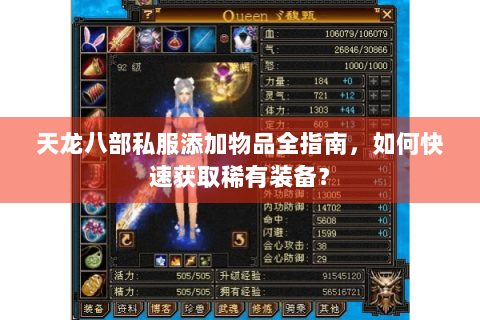 天龙八部私服添加物品全指南，如何快速获取稀有装备？