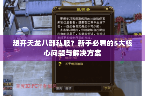 想开天龙八部私服？新手必看的5大核心问题与解决方案